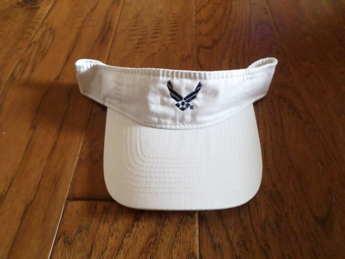 U.S AIR FORCE SUN VISOR CAP WHITE HAT WITH EMBROIDERED AIR FORCE WINGS LOGO