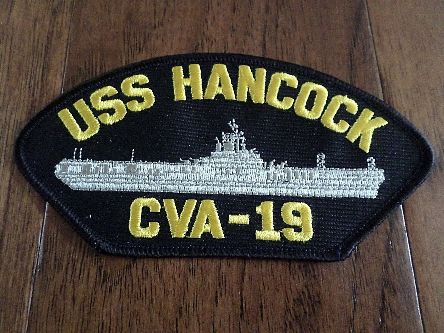 USS HANCOCK CVA-19 U.S NAVY CARRIER SHIP HAT PATCH U.S.A MADE HEAT TRANSFER