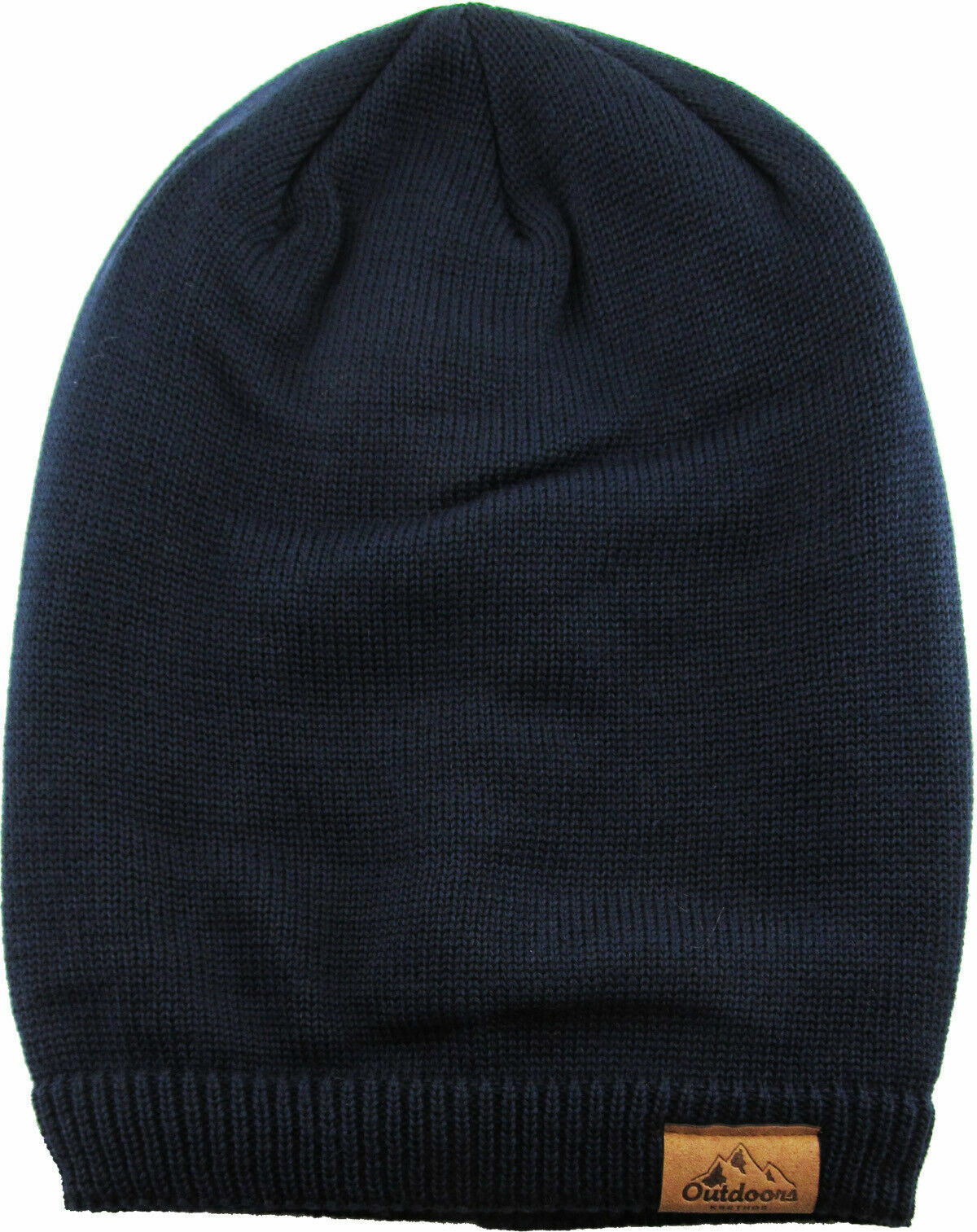 Slouch Baggy Beanie Navy Blue Watch Cap Sherpa Fleece Lined Ski Hat Knit Winter