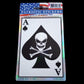 ACE OF SPADES DEATH CARD SKULL AND CROSSBONES DECAL WINDOW STICKER USA MADE