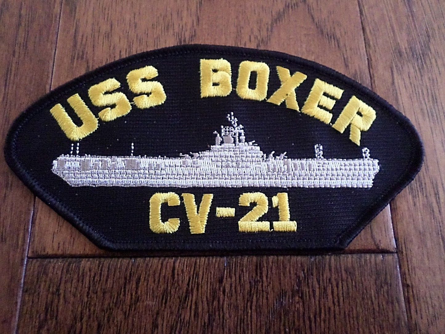 USS BOXER CV-21 U.S NAVY SHIP HAT PATCH CARRIER U.S.A MADE HEAT TRANSFER