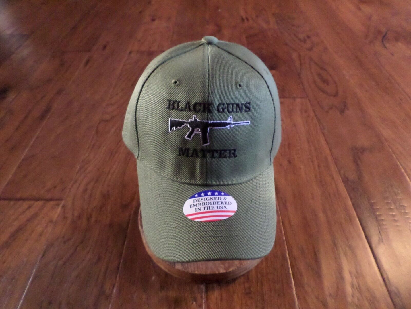 BLACK GUNS MATTER 6 PANEL CAP EMBROIDERED HAT 2nd AMENDMENT OD GREEN