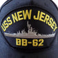 USS NEW JERSEY BB-62 U.S NAVY SHIP HAT OFFICIAL U.S MILITARY BALL CAP U.S.A MADE