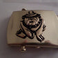 US MILITARY STYLE KHAKI WEB BELT WITH MARINE CORPS BULL DOG BRASS BUCKLE