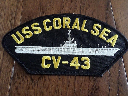 USS CORAL SEA CV-43 U.S NAVY CARRIER SHIP HAT PATCH U.S.A MADE HEAT TRANSFER