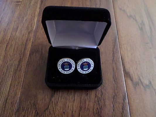 U.S MILITARY AIR FORCE CUFFLINKS WITH JEWELRY BOX 1 SET CUFF LINKS BOXED