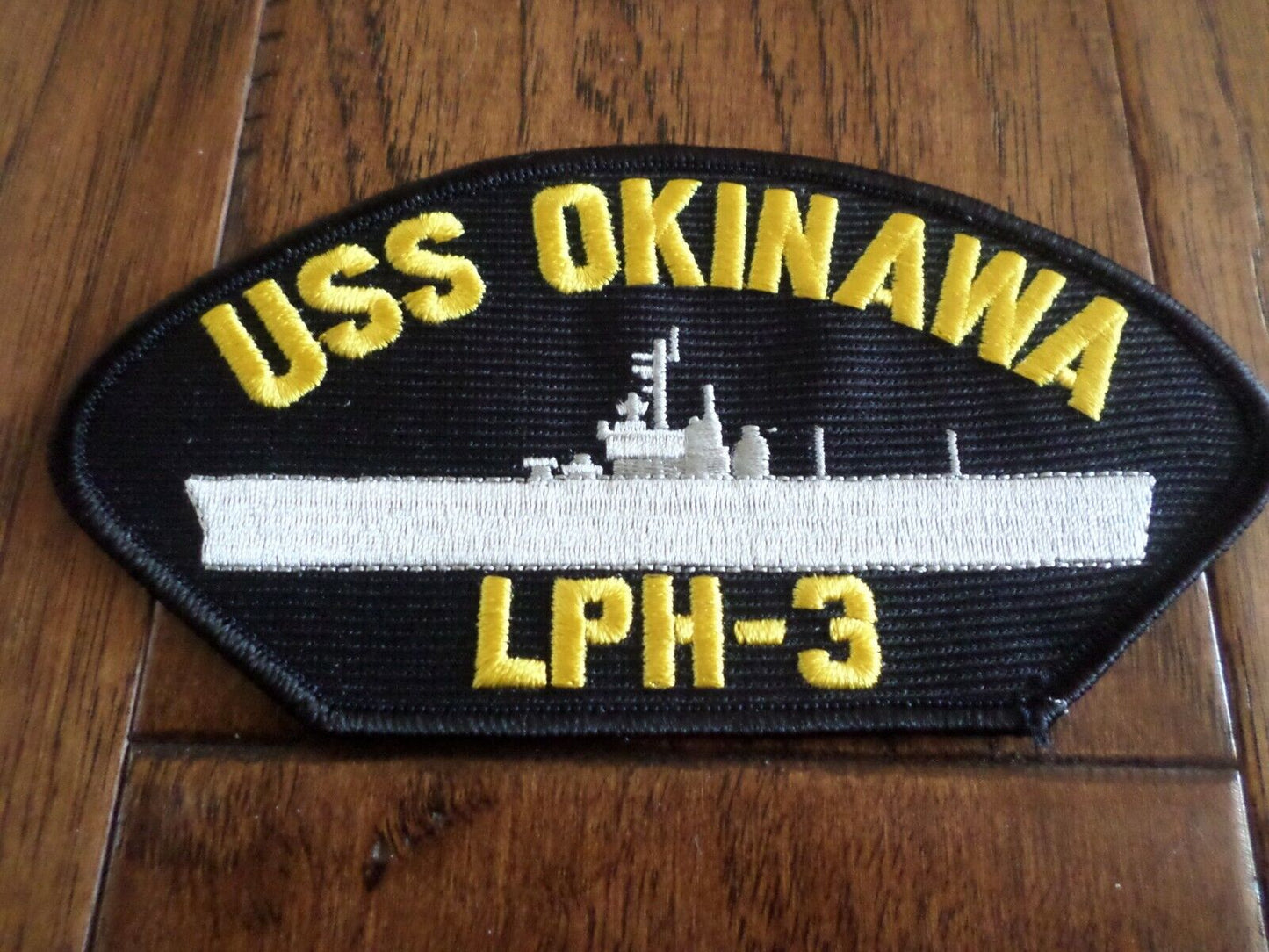 USS OKINAWA LPH-3 U.S NAVY SHIP HAT PATCH U.S.A MADE 3 X 6 HEAT TRANSFER