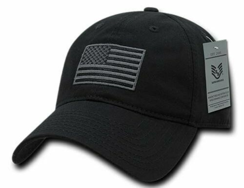 New U.S American Flag Hat Embroidered Patch U.S.A Polo Black Tonal Baseball Cap