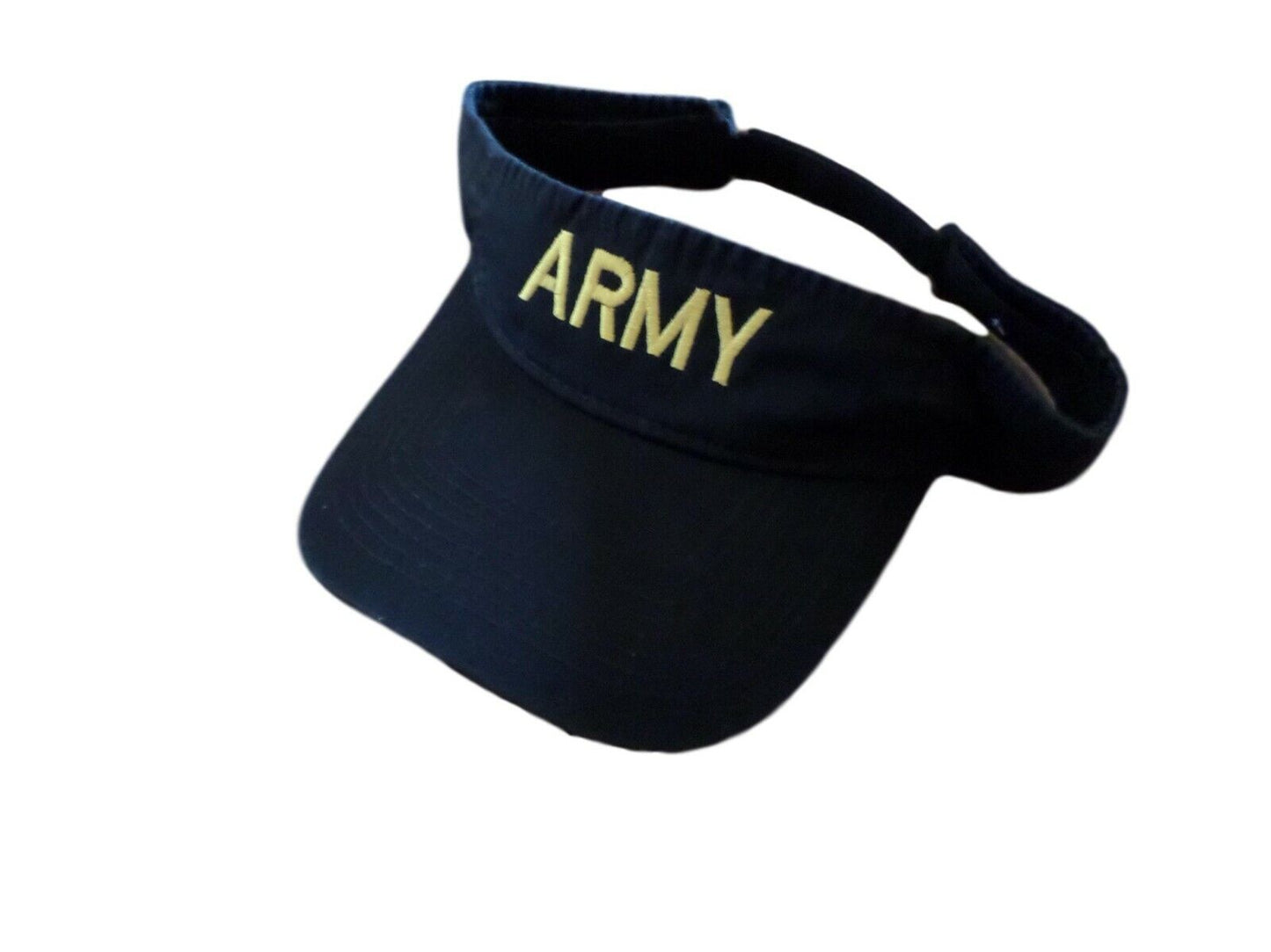 U.S  ARMY SUN VISOR CAP BLACK HAT WITH EMBROIDERED YELLOW ARMY