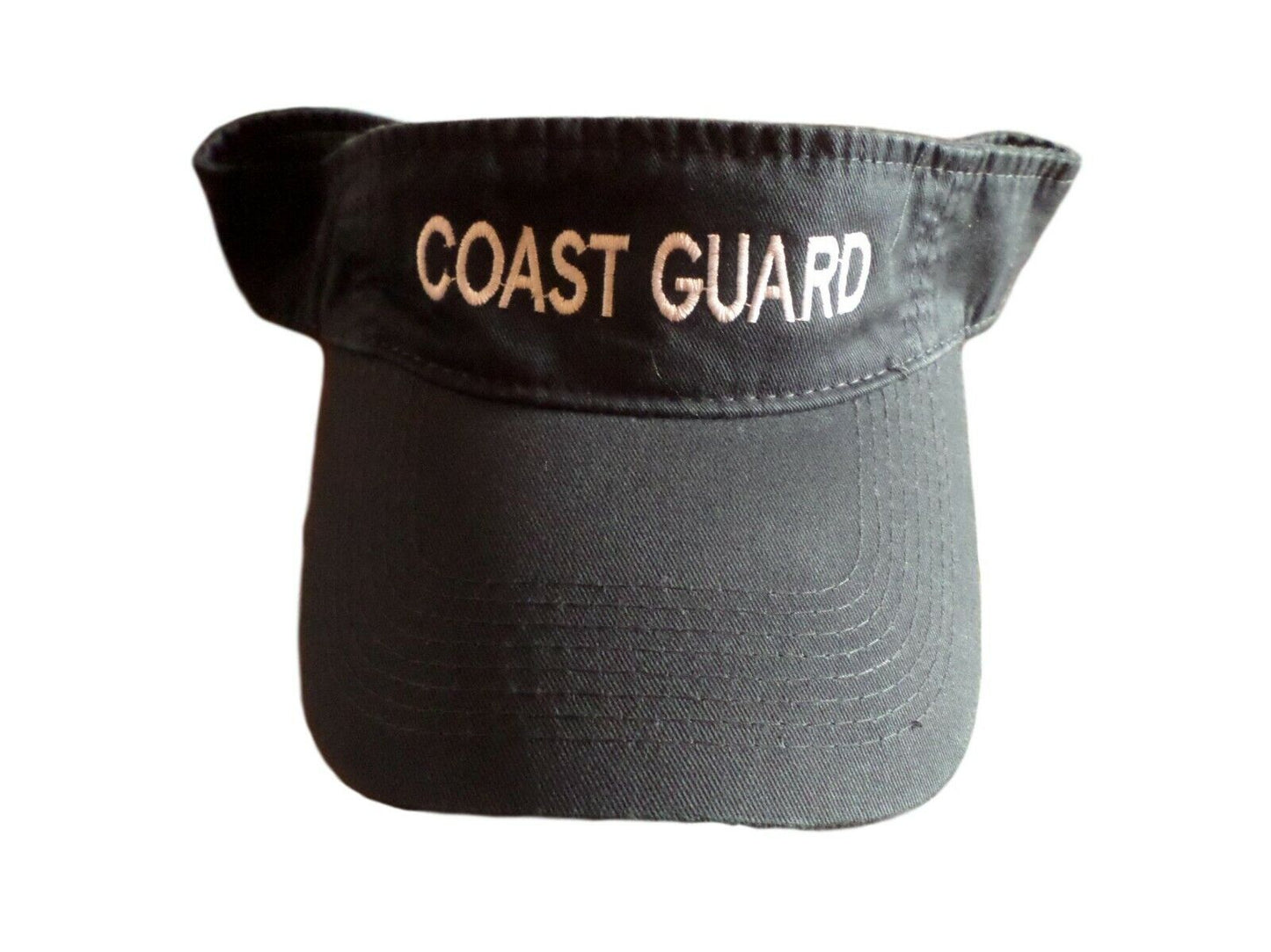 U.S COAST GUARD SUN VISOR CAP BLUE HAT WITH EMBROIDERED WHITE COAST GUARD