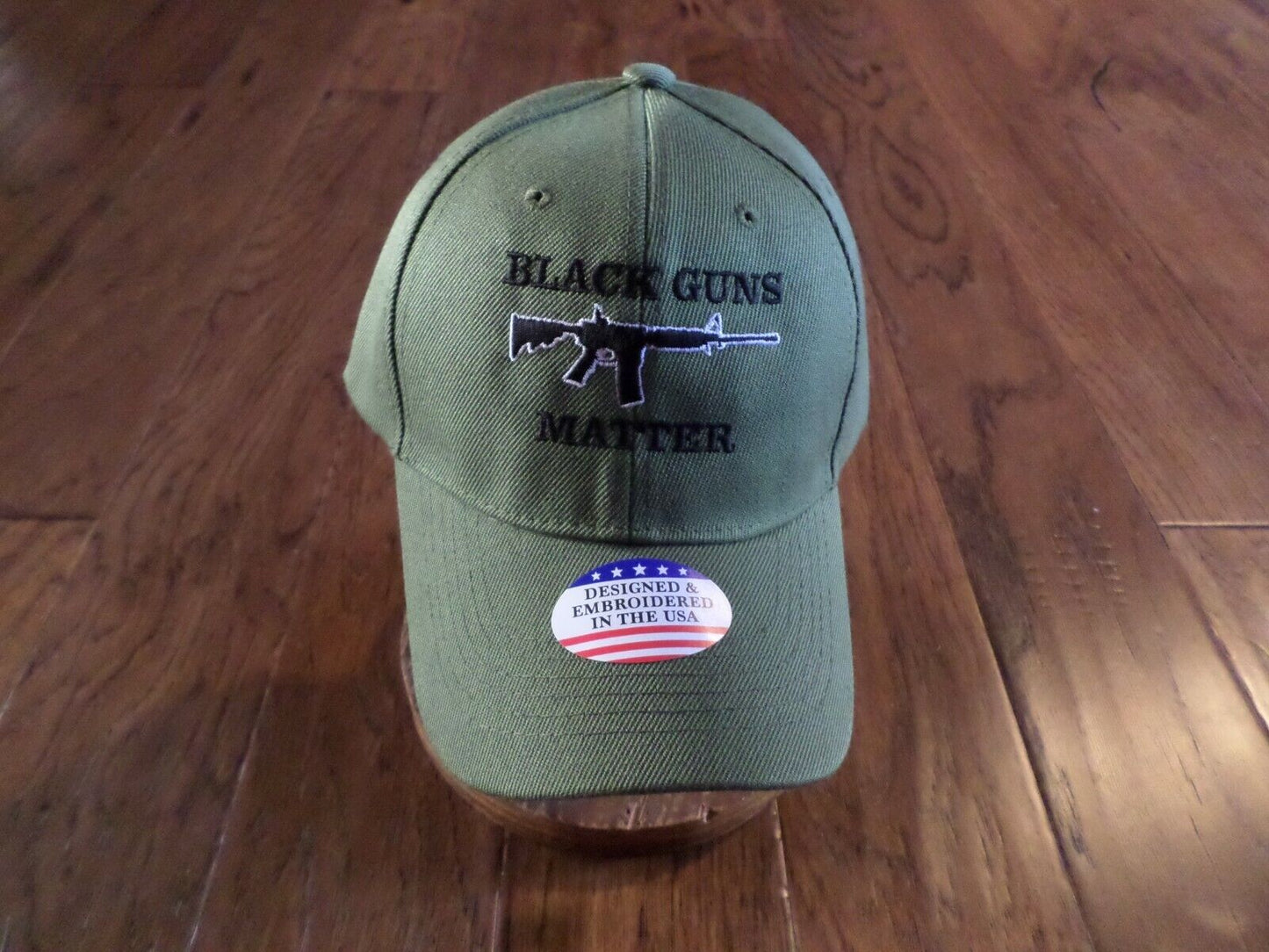 BLACK GUNS MATTER 6 PANEL CAP EMBROIDERED HAT 2nd AMENDMENT OD GREEN