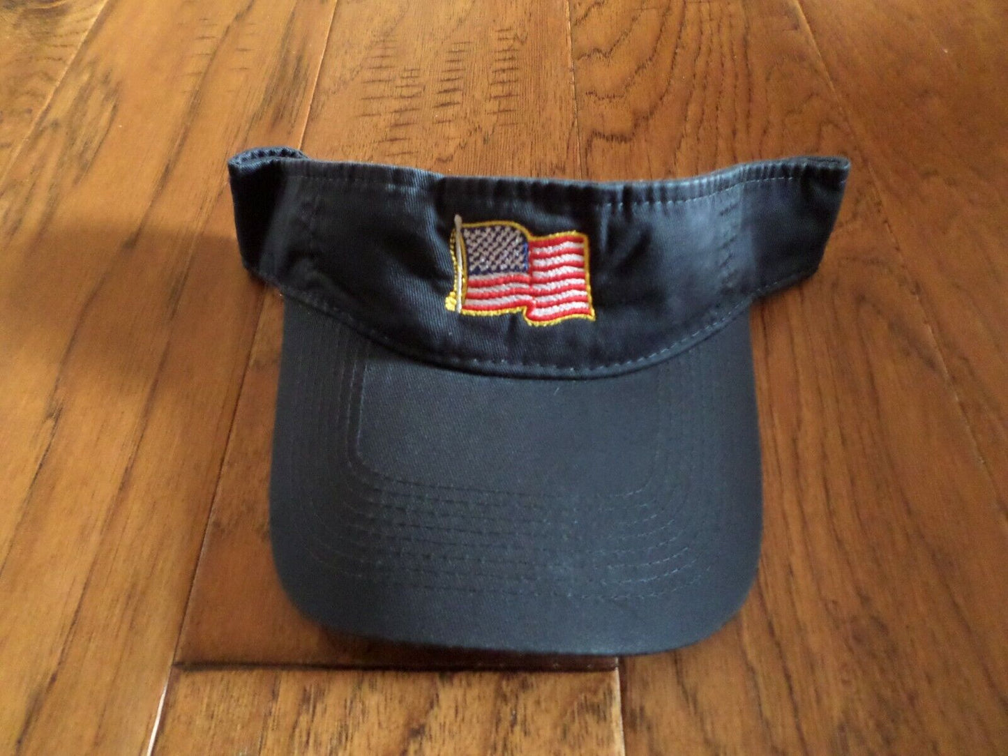 U.S FLAG SUN VISOR CAP BLUE HAT WITH EMBROIDERED UNITED STATES FLAG