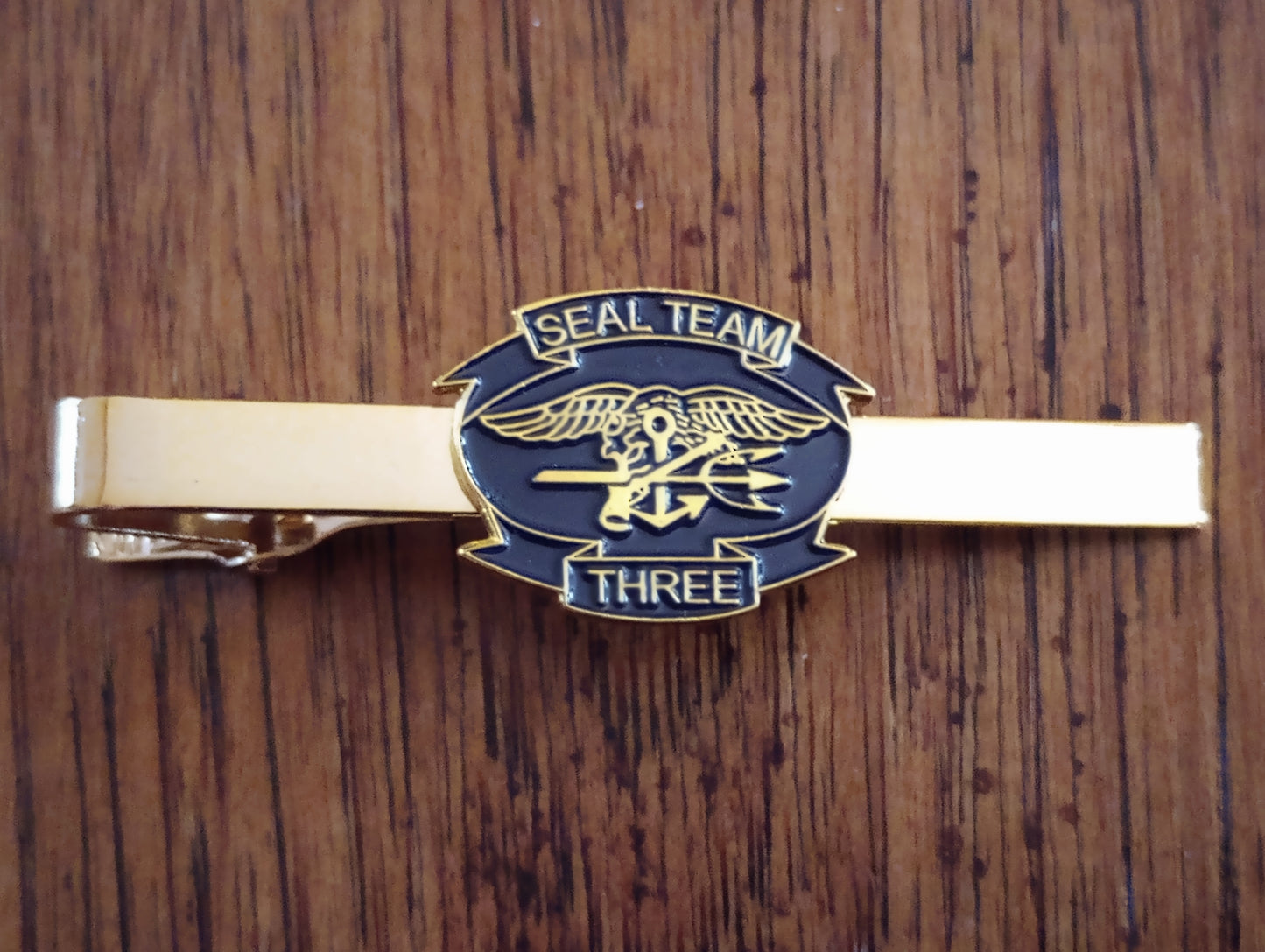 U.S MILITARY NAVY SEAL TEAM THREE TIE BAR TIE TAC  CLIP ON U.S.A MADE