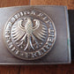 POST WAR WEST GERMAN ARMY BW LEATHER BELT + BUCKLE SIZE LARGE 110CM 42" INCHES