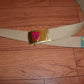 U.S MILITARY GRADE KHAKI WEB BELT WITH 5th MARINE CORPS BRASS BUCKLE U.S.A MADE
