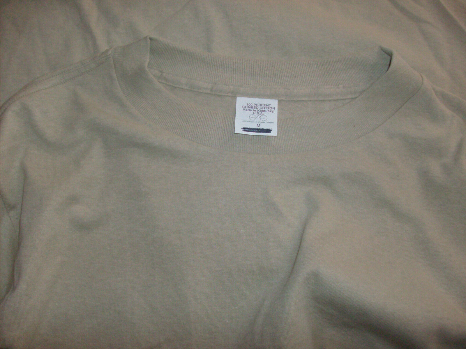 Campbellsville Apparel Crew Neck Sand Colored T-Shirts Mens Med 100% Cotton  USA