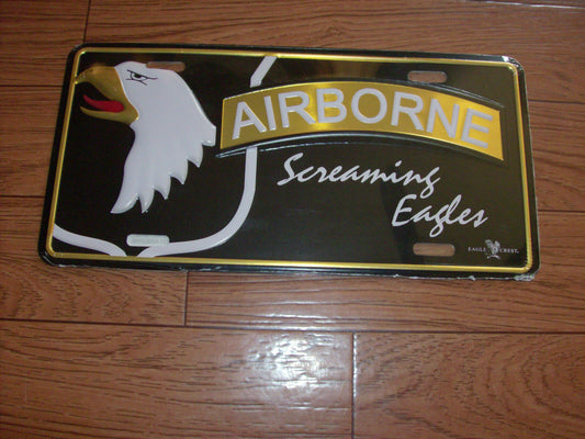 U.S ARMY 101ST AIRBORNE LICENSE PLATE, METAL UNIQUE RAISED LETTER 3D DESIGN.