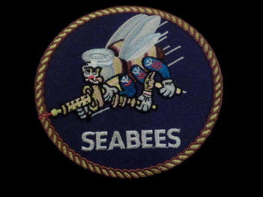 U.S.MILITARY NAVY SEABEES PATCH 4" X 4" ROUND HAT OR JACKET PATCH