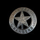 TEXAS RANGERS NOVELTY BADGE OLD WEST SILVER STAR PINBACK 1 5/8"