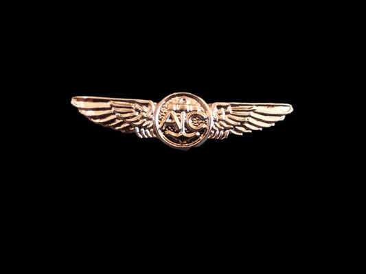 U.S MILITARY NAVY MINIATURE GOLD AIR CREW WINGS 1 1/8" INCHES WIDE HAT PIN LAPEL