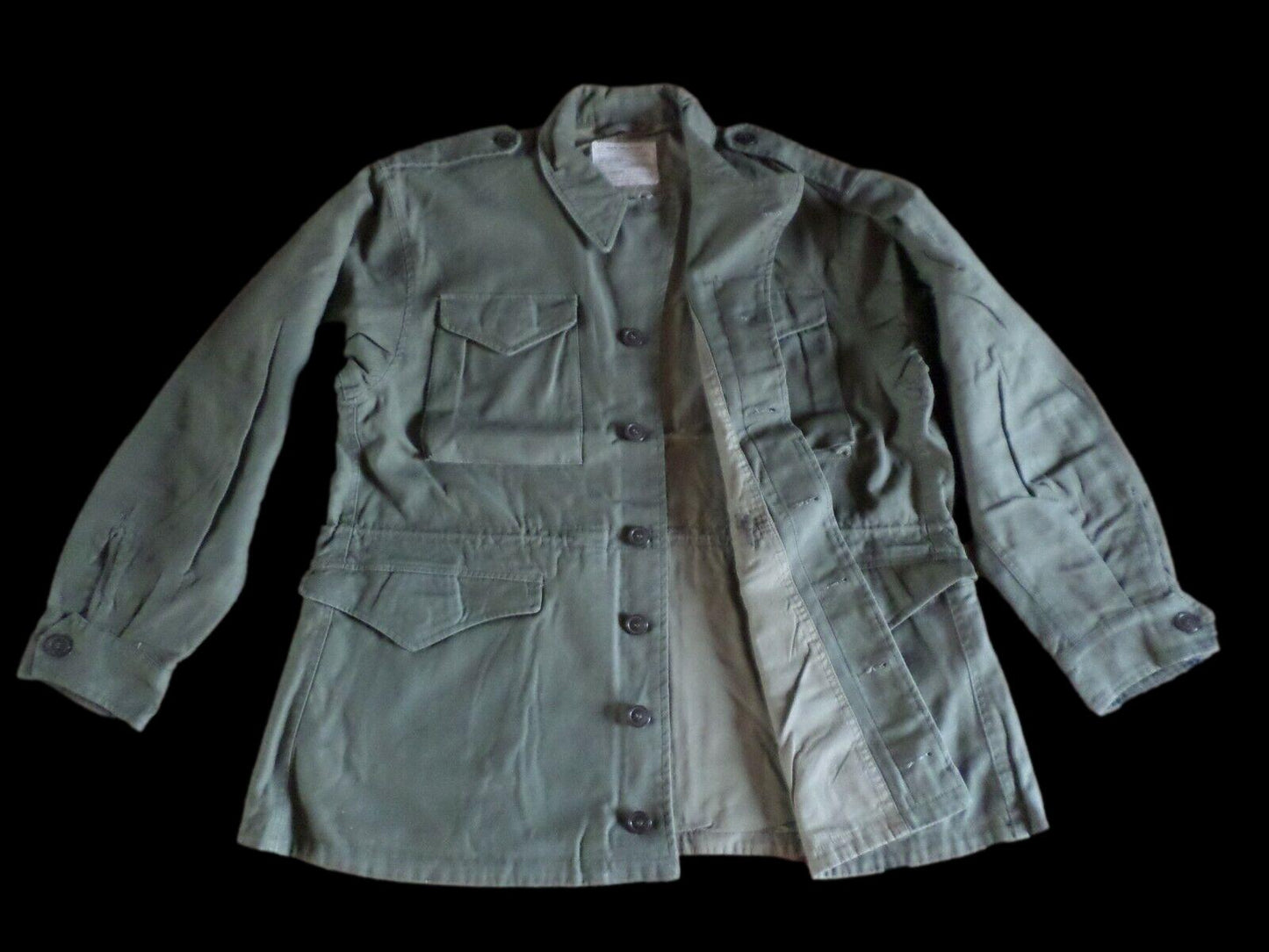 WWII U.S MILITARY M-43 FIELD JACKET M-1943 OD FATIGUE SIZE 46 LARGE REPRODUCTION
