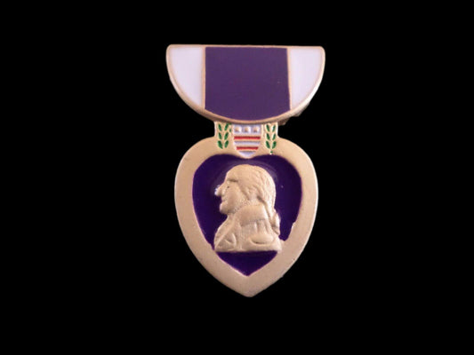 U.S MILITARY PURPLE HEART MINIATURE HAT LAPEL PIN BADGE DOUBLE CLUTCH BACK