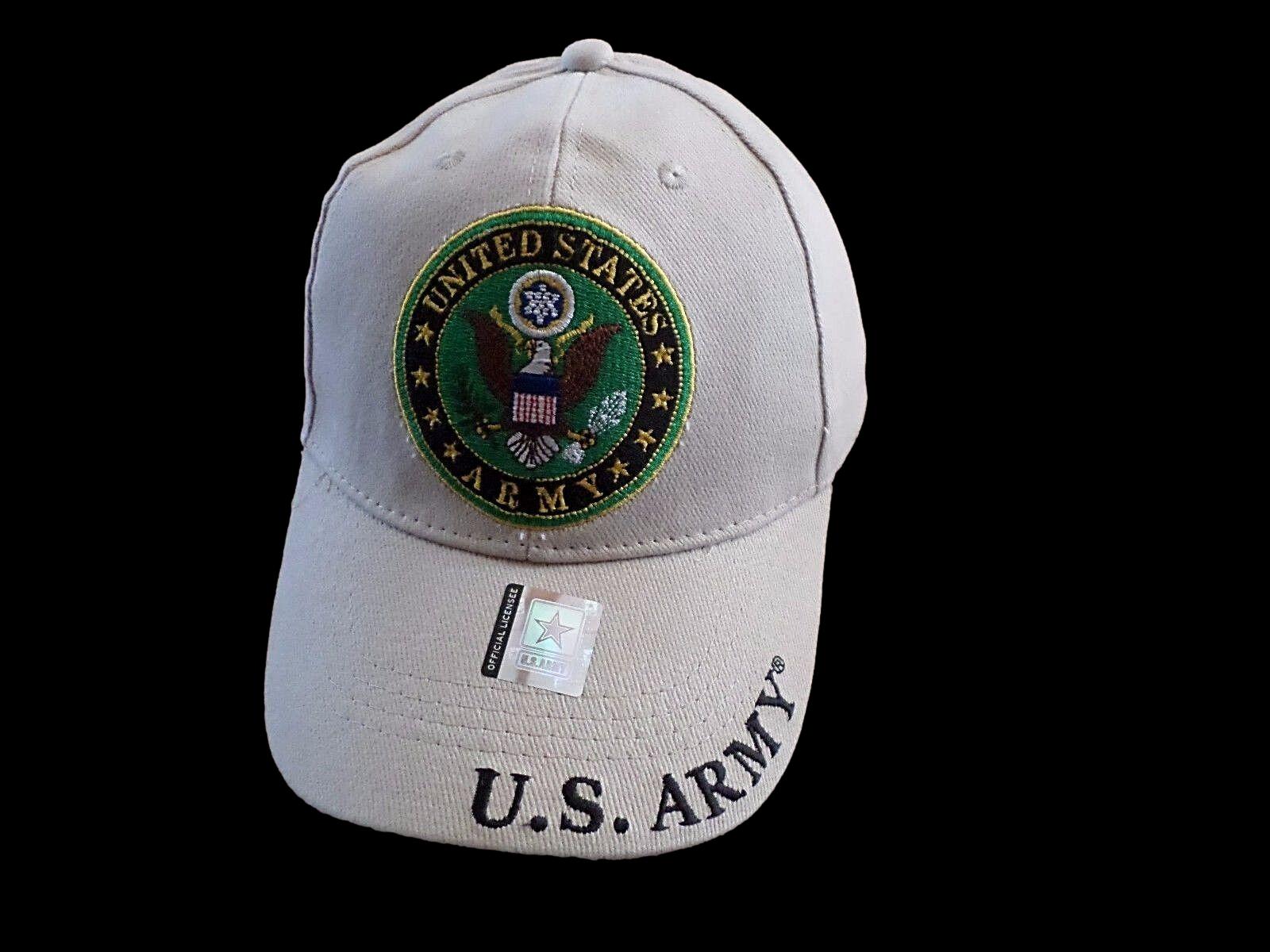 Hat Emblems NEW U.S MILITARY ARMY LOGO EMBROIDERED KHAKI HAT CAP OFFICIAL LICENSED ...