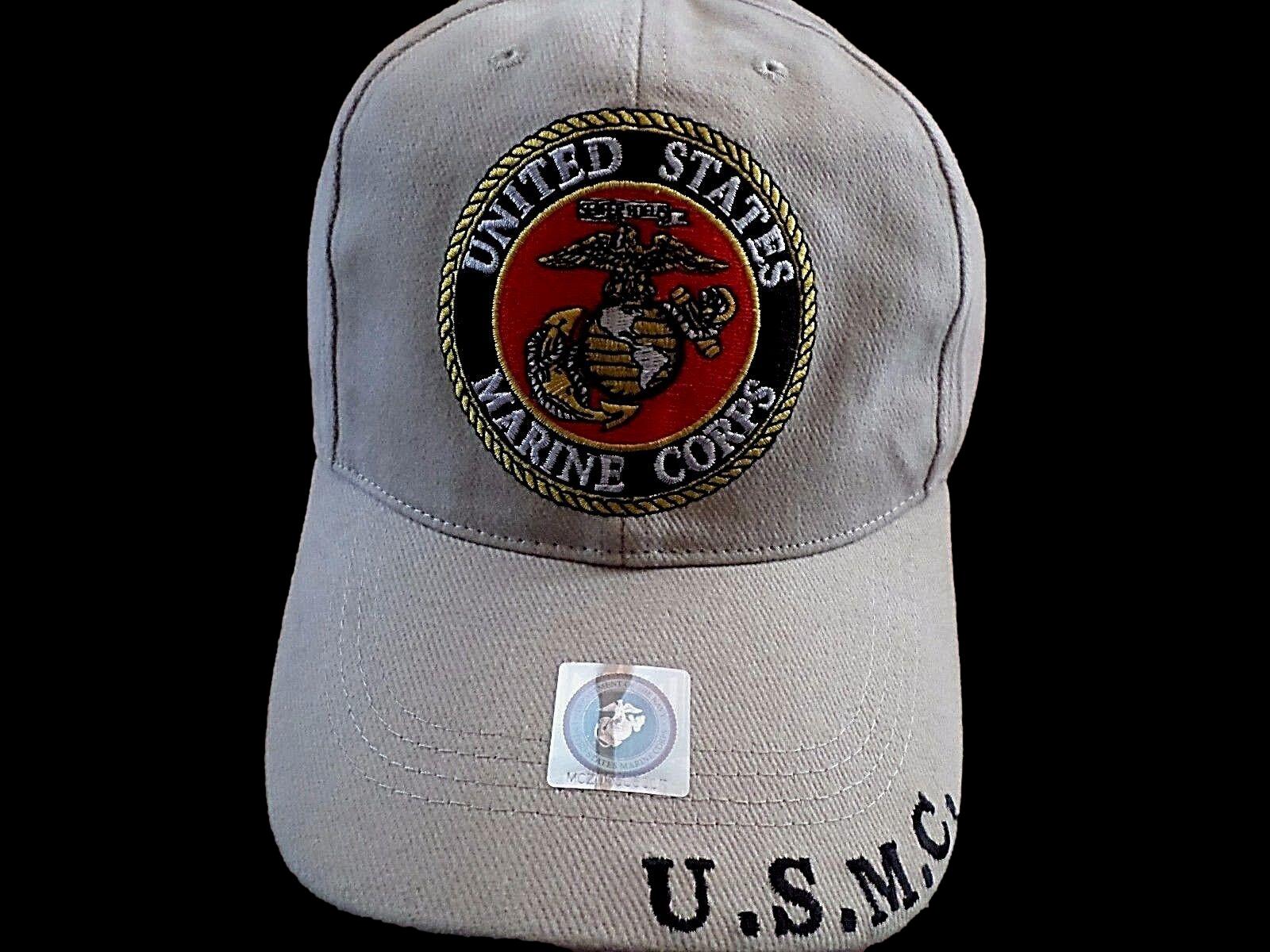 NEW U.S MILITARY MARINE CORPS EMBROIDERED KHAKI HAT CAP OFFICIAL LICEN ...